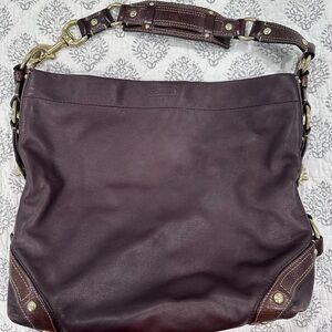 Coach Brown Leather Shoulder Bag with Gold Hardware